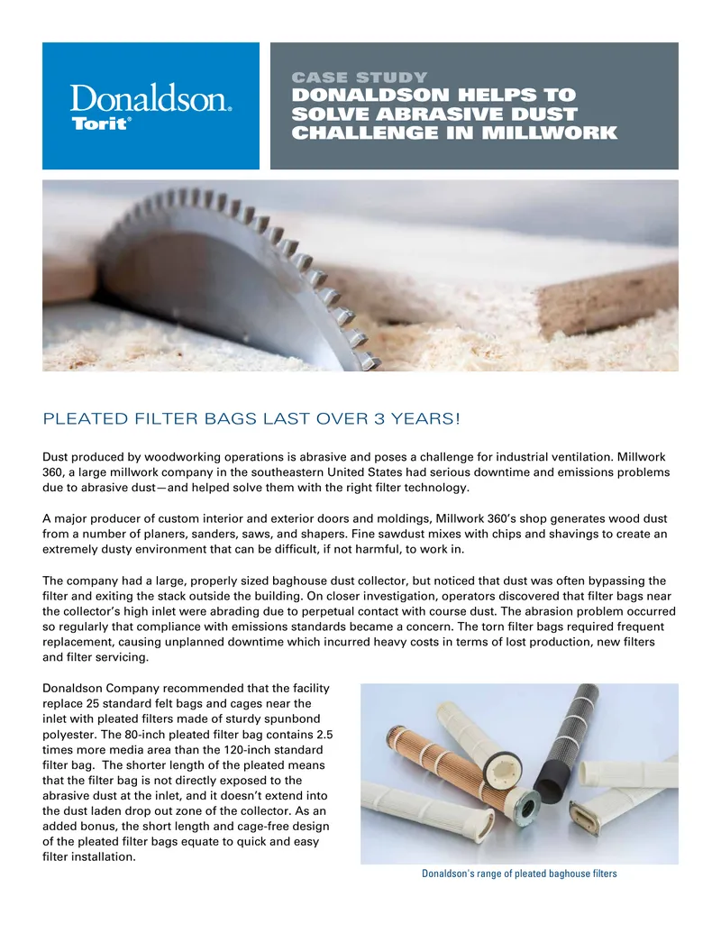 Donaldson Case Study on Abrasive Dust Solutions