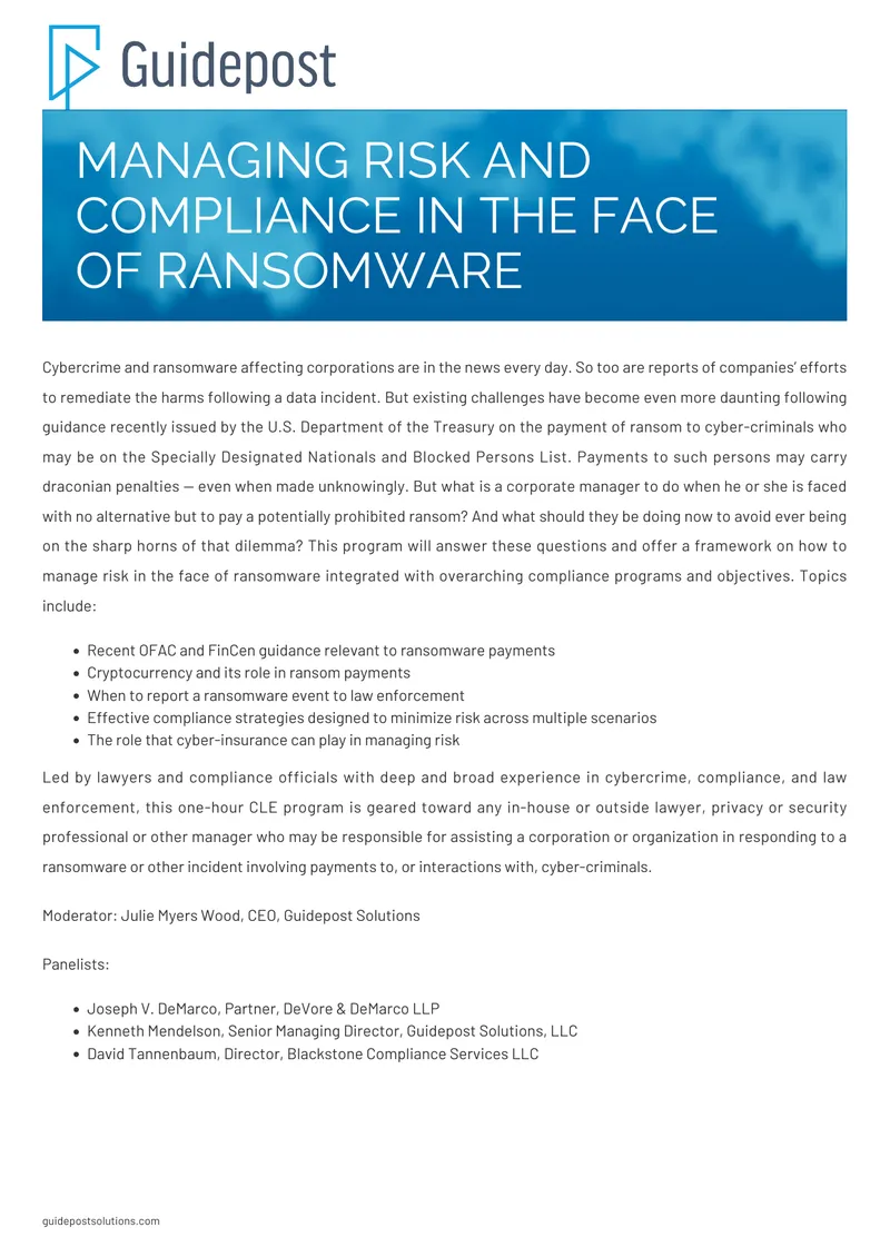 Managing Risk and Compliance in Ransomware Contexts
