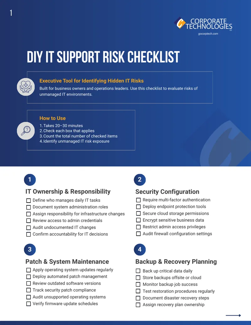 DIY IT Support Risk Checklist