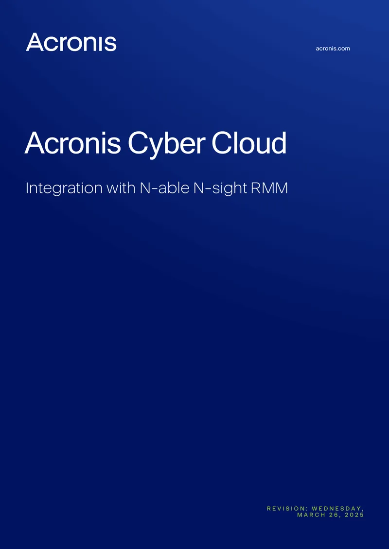 Acronis Cyber Cloud Integration with N-able N-sight RMM