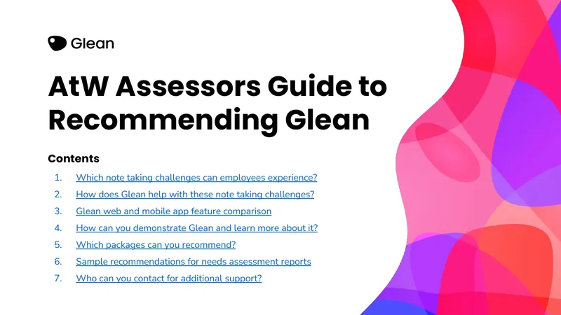 AtW Assessors Guide to Recommending Glean