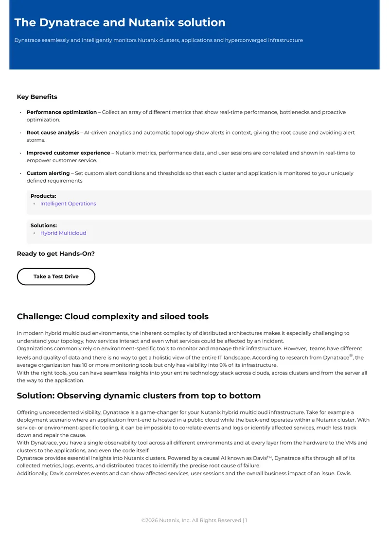 Dynatrace and Nutanix Hybrid Multicloud Solution Overview