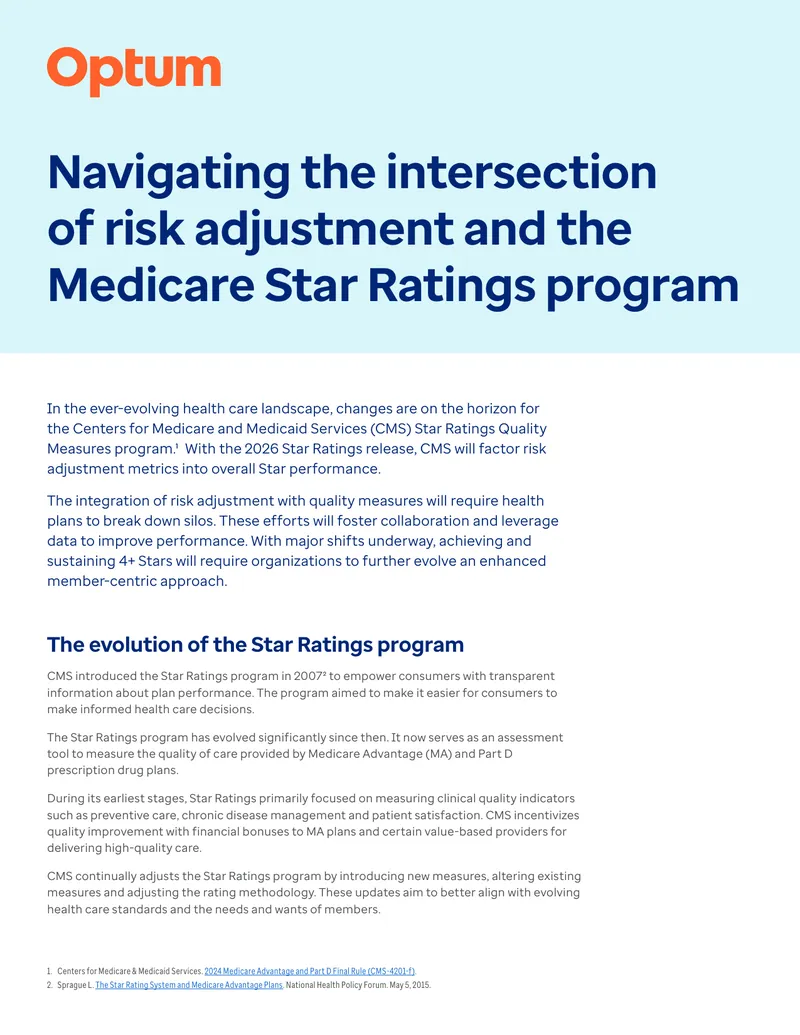 Integration of Risk Adjustment in Medicare Star Ratings
