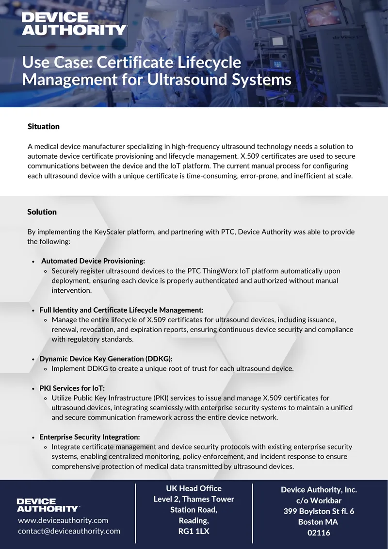 Certificate Lifecycle Management for Ultrasound Systems