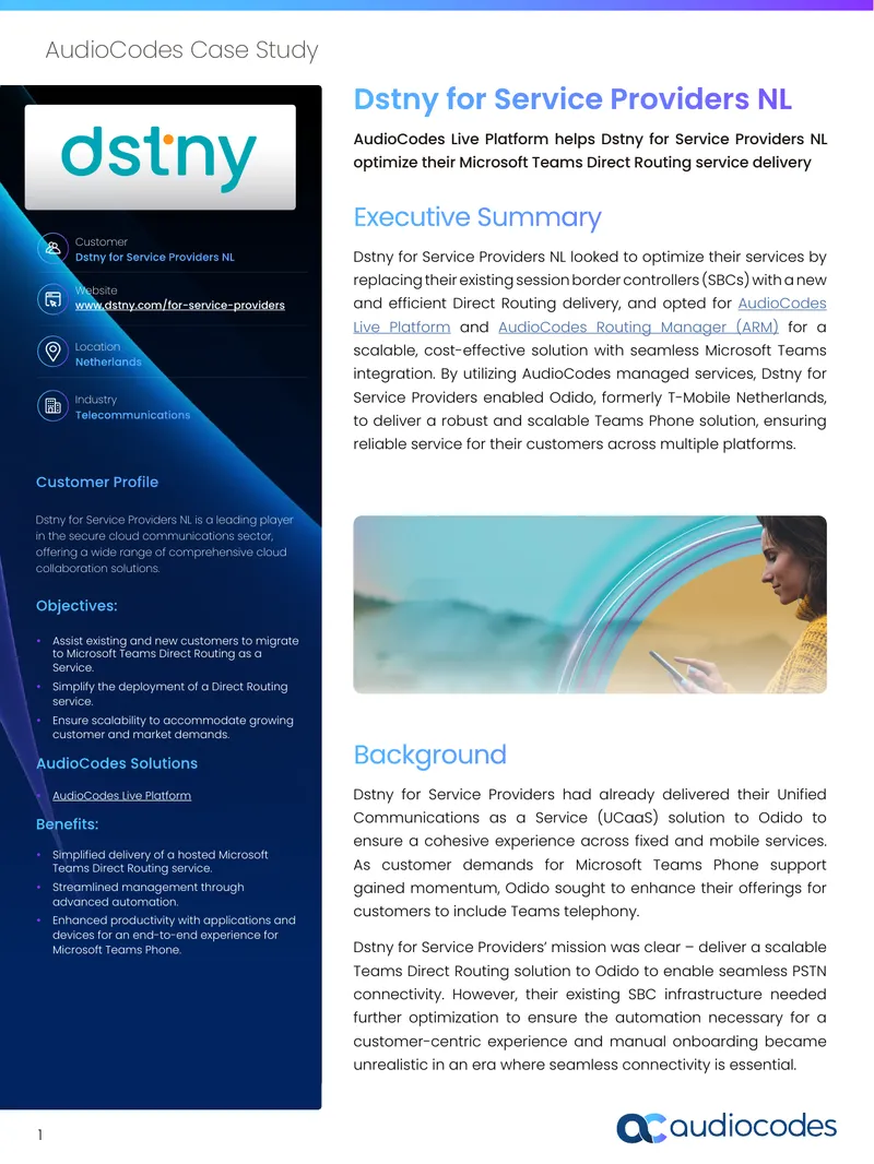 Dstny for Service Providers NL Case Study