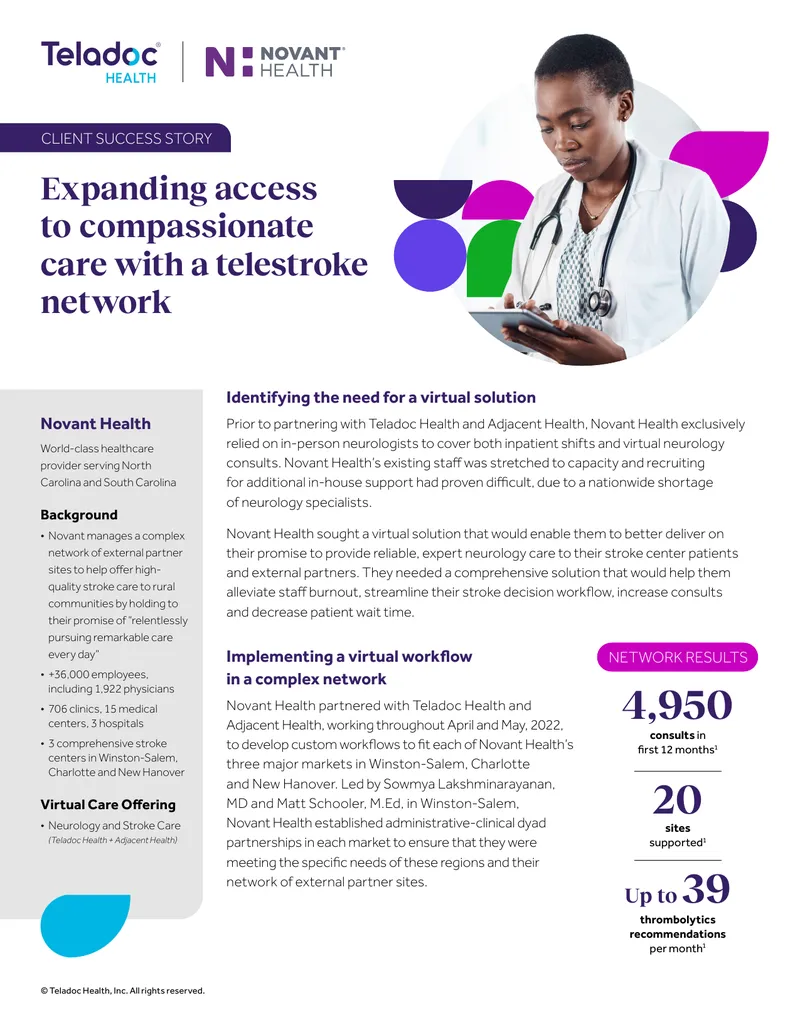 Virtual Neurology Care Implementation at Novant Health