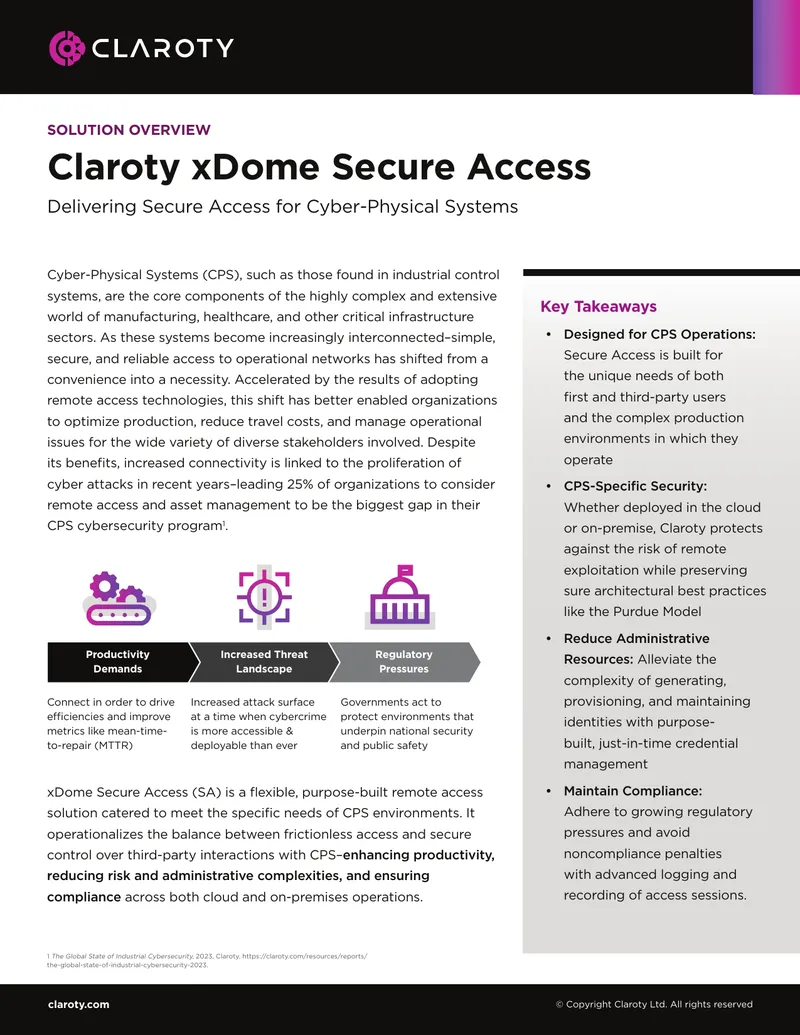 xDome Secure Access for Cyber-Physical Systems