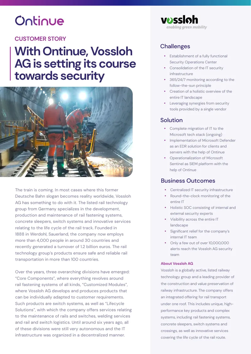 Vossloh AG Security Operations Center Implementation