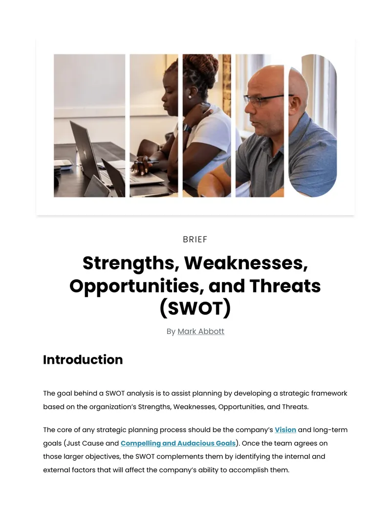 SWOT Analysis Framework for Strategic Planning