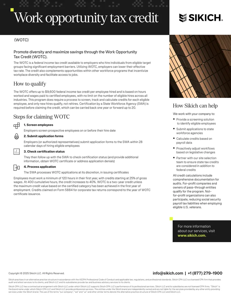 Work Opportunity Tax Credit Overview