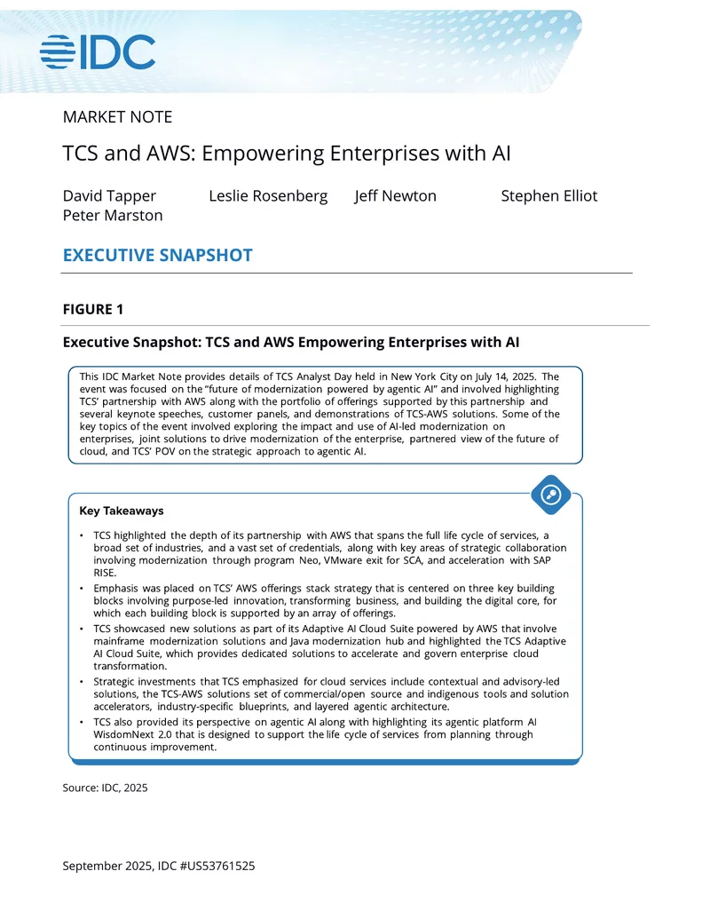 TCS and AWS Partnership for AI Modernization