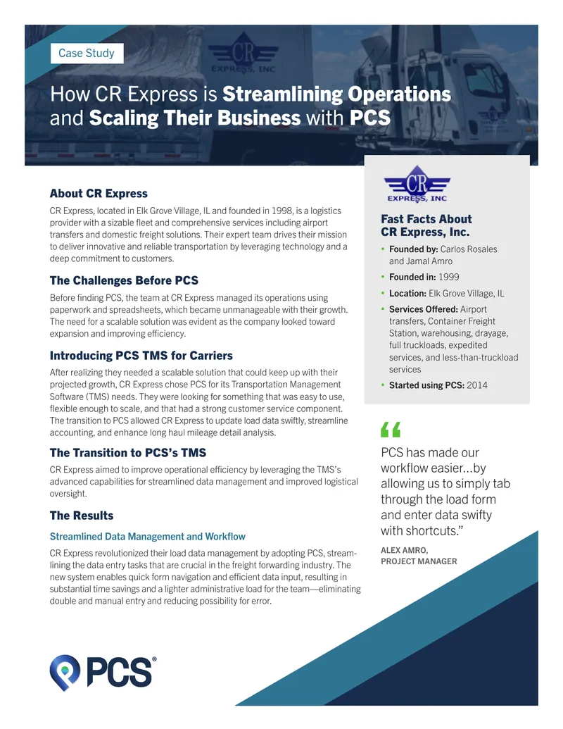 CR Express Case Study on PCS TMS Integration