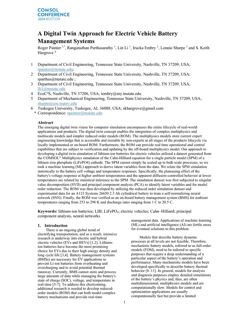 Digital Twin Simulation for Electric Vehicle Battery Management