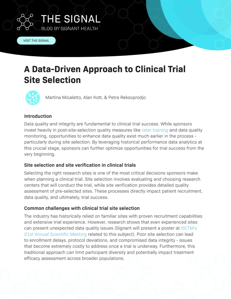 Data-Driven Approach to Clinical Trial Site Selection