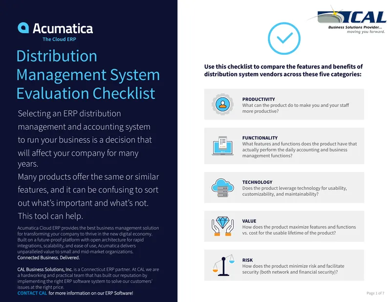 Distribution Management System Evaluation Checklist