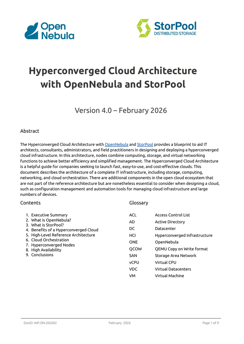 Hyperconverged Cloud Architecture with OpenNebula and StorPool