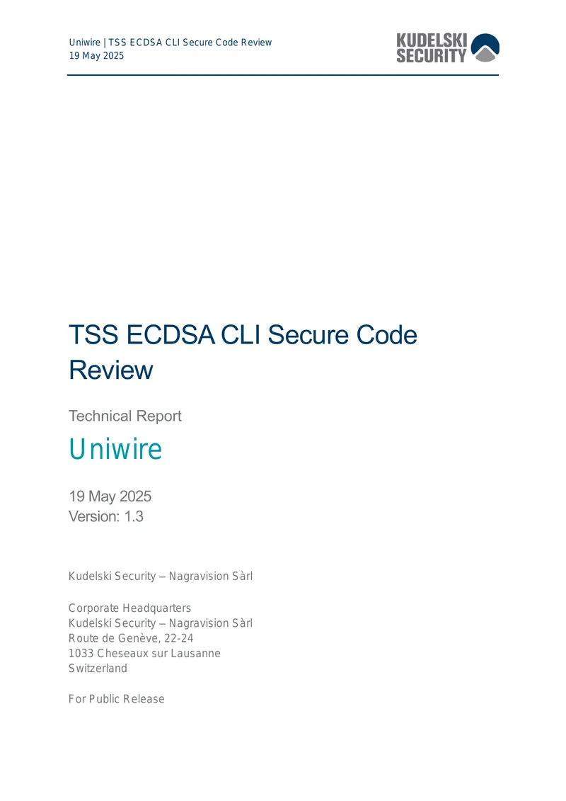 TSS ECDSA CLI Secure Code Review Technical Report