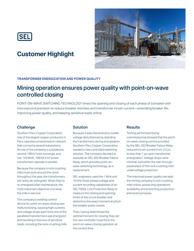Transformer Energization and Power Quality Solutions