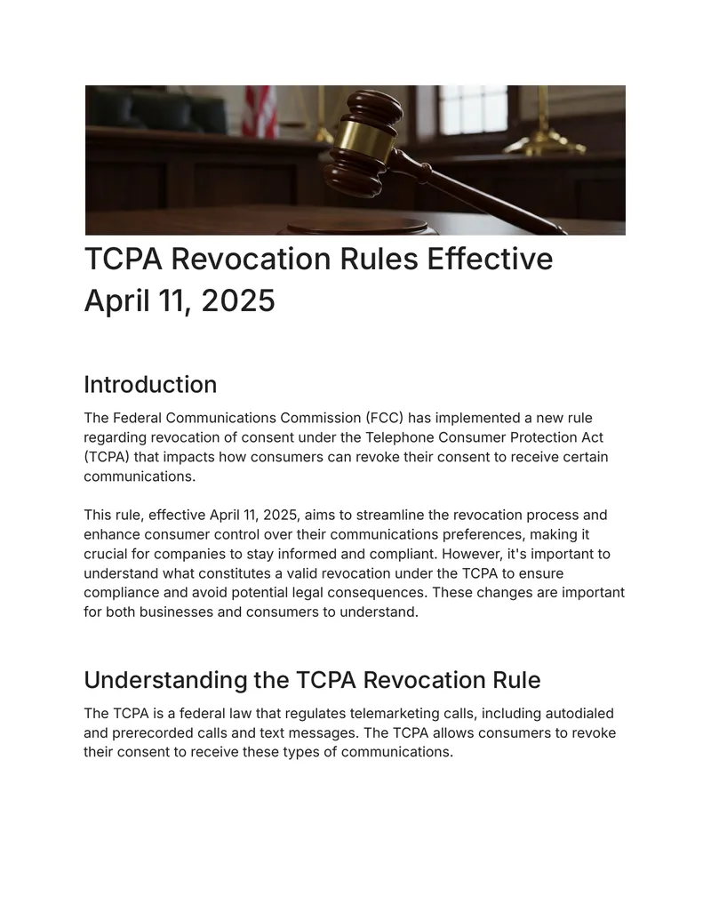 TCPA Revocation Rules Effective April 11, 2025
