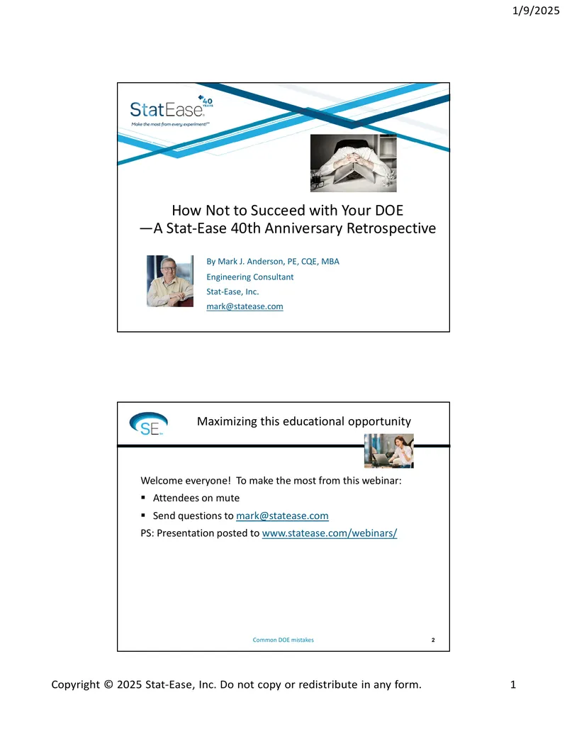Common Mistakes in Design of Experiments