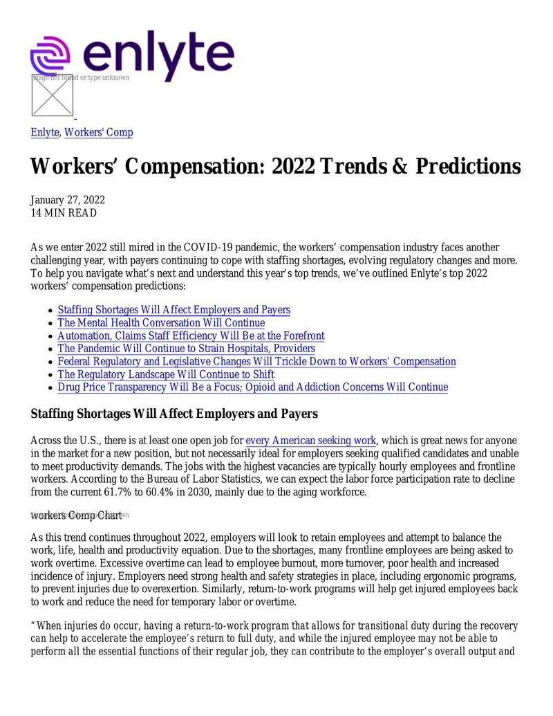 Workers' Compensation 2022 Trends and Predictions