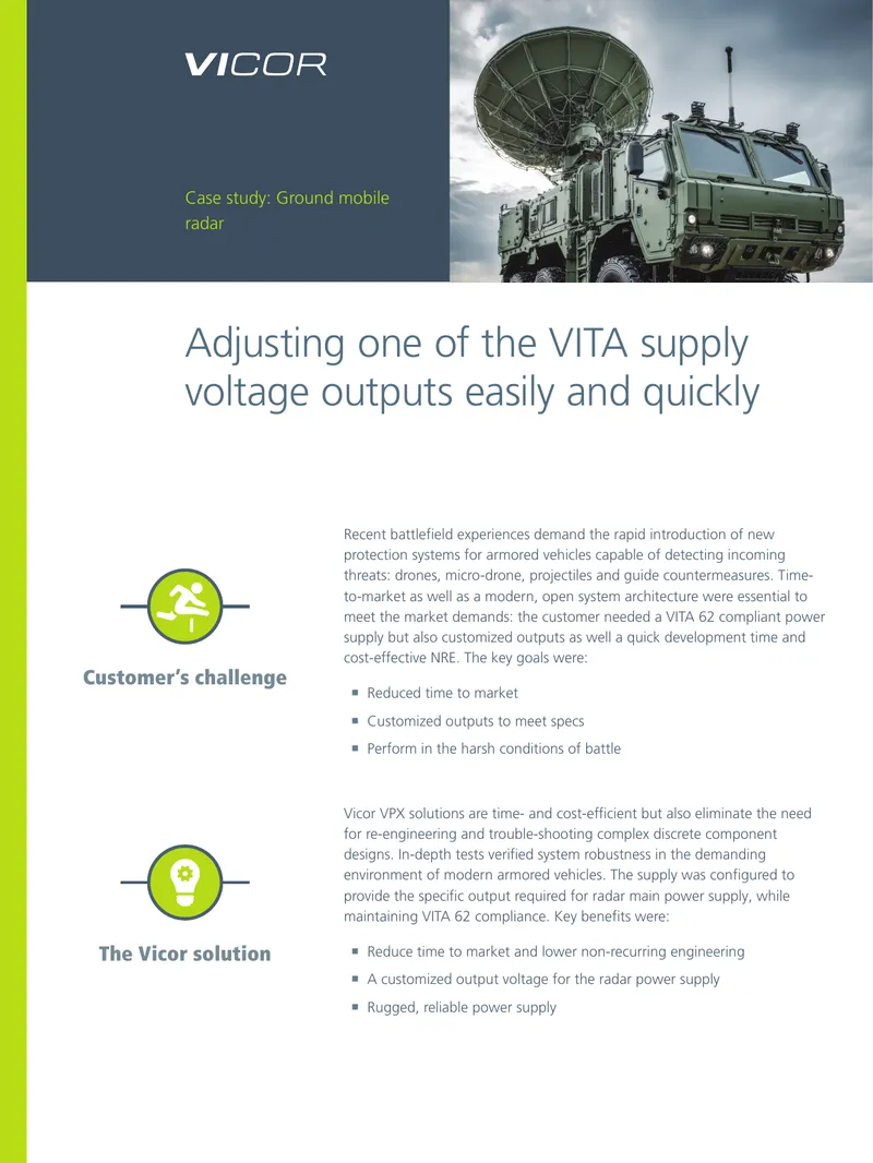 VITA 62 Compliant Power Supply Solutions