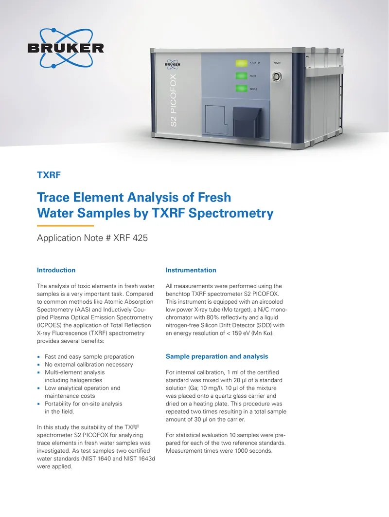 Trace Element Analysis in Fresh Water Samples