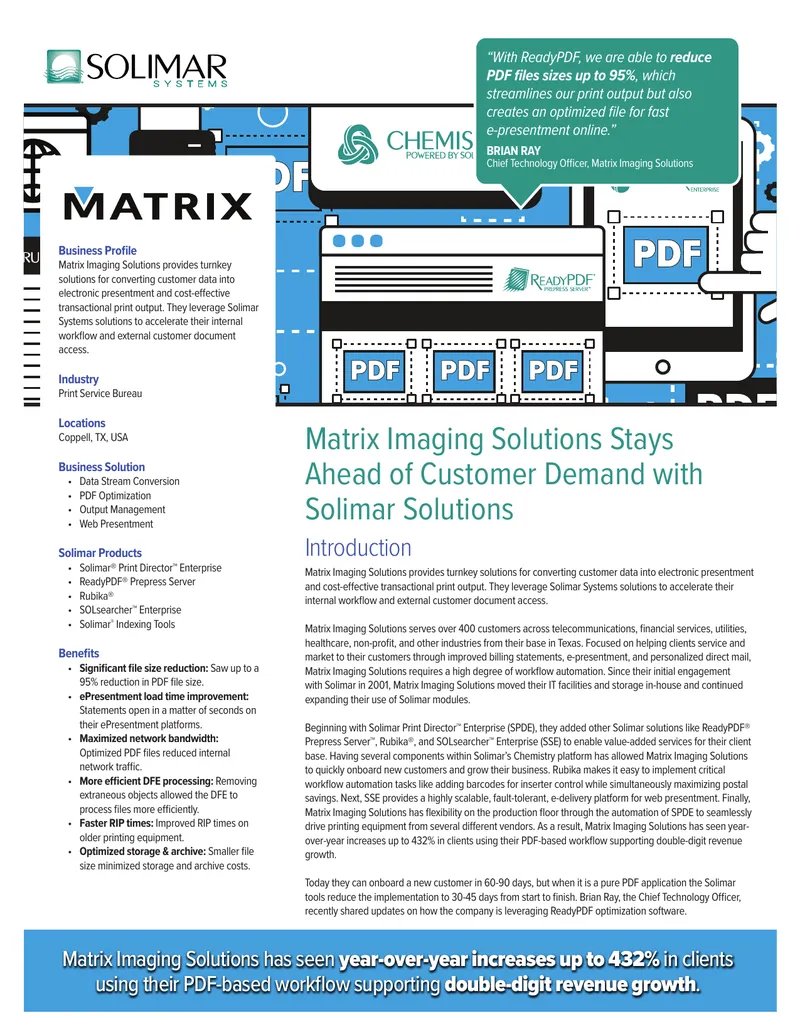 Matrix Imaging Solutions Case Study with Solimar Systems