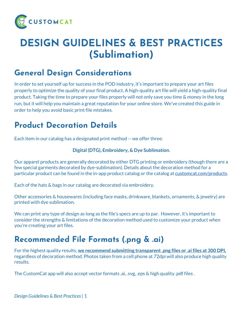 Design Guidelines and Best Practices for Sublimation