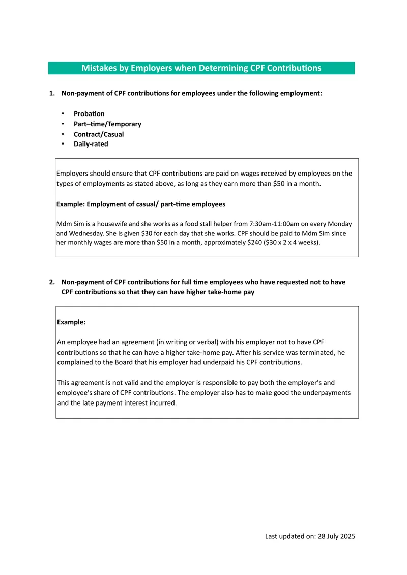 Common Mistakes in CPF Contribution Determination