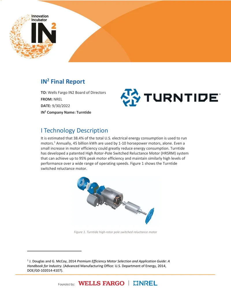 Turntide High Rotor-Pole Switched Reluctance Motor Report