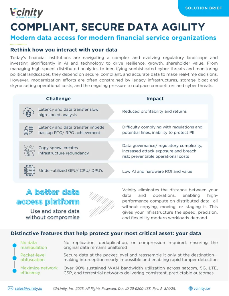 Compliant Secure Data Agility for Financial Services