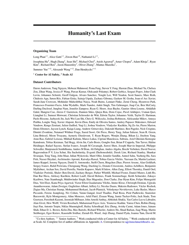 Humanity's Last Exam Benchmark Overview
