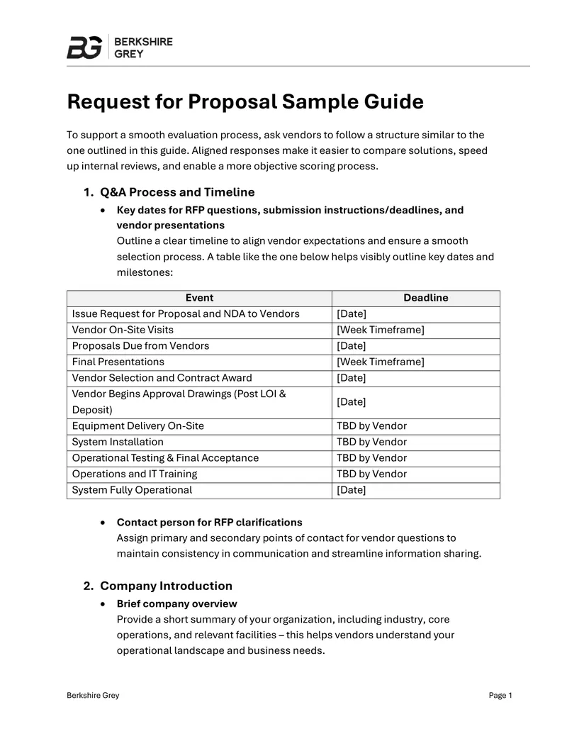 Request for Proposal Sample Guide