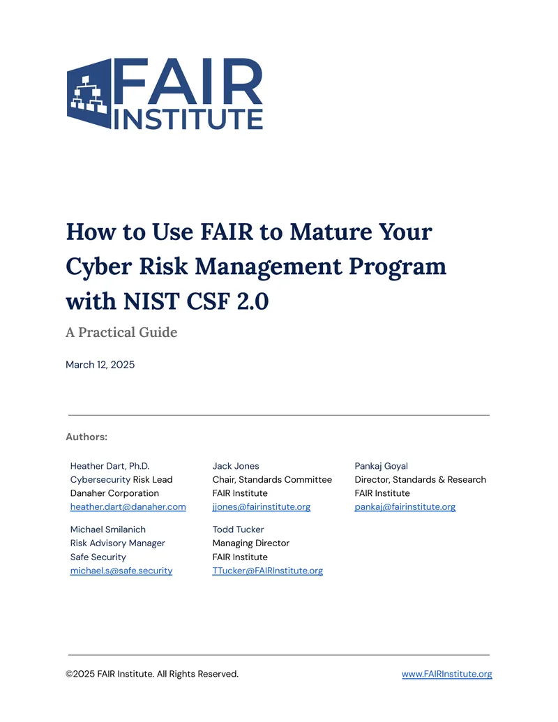 Maturing Cyber Risk Management with FAIR and NIST CSF 2.0