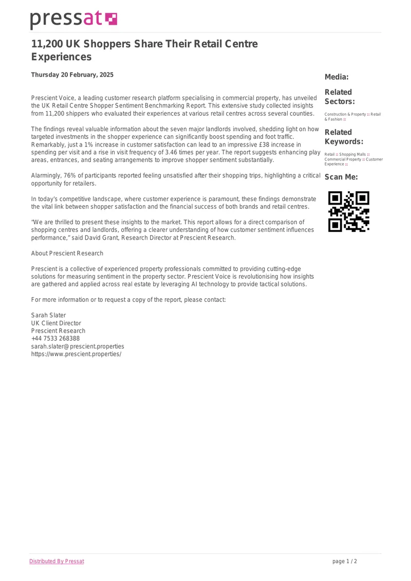 UK Retail Centre Shopper Sentiment Benchmarking Report