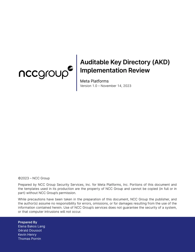 Auditable Key Directory Implementation Review