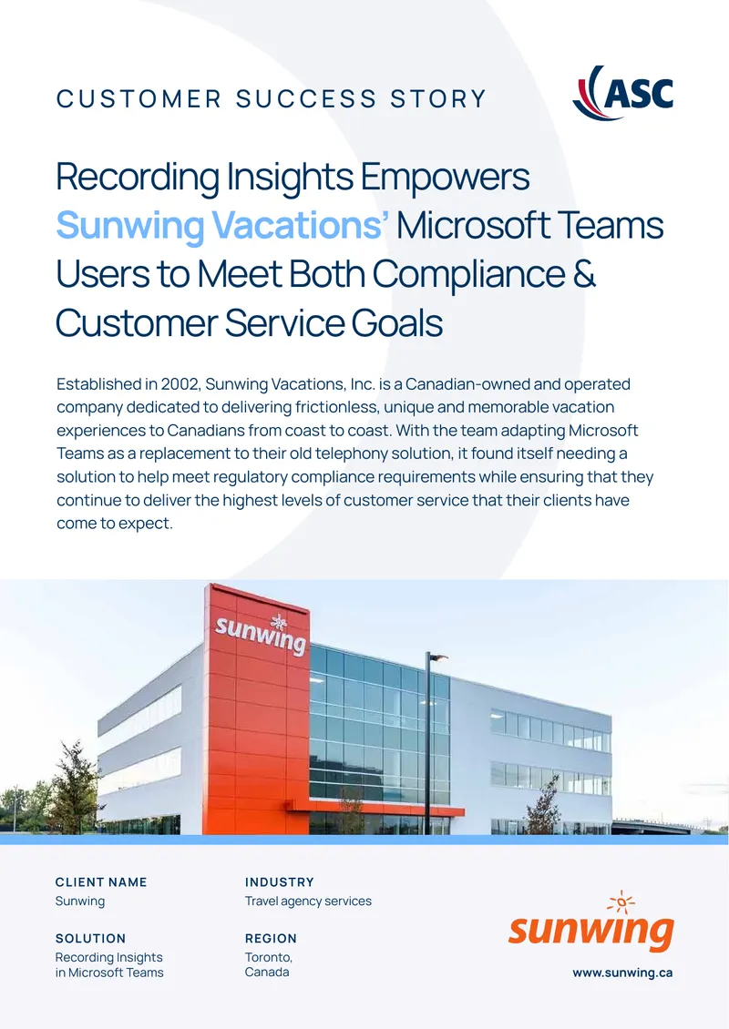Sunwing Vacations Microsoft Teams Integration Case Study