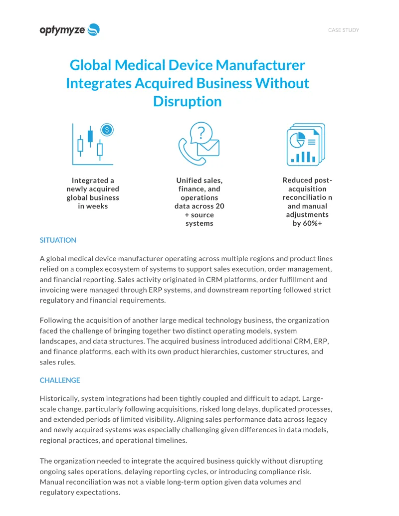 Global Medical Device Manufacturer Integration Case Study