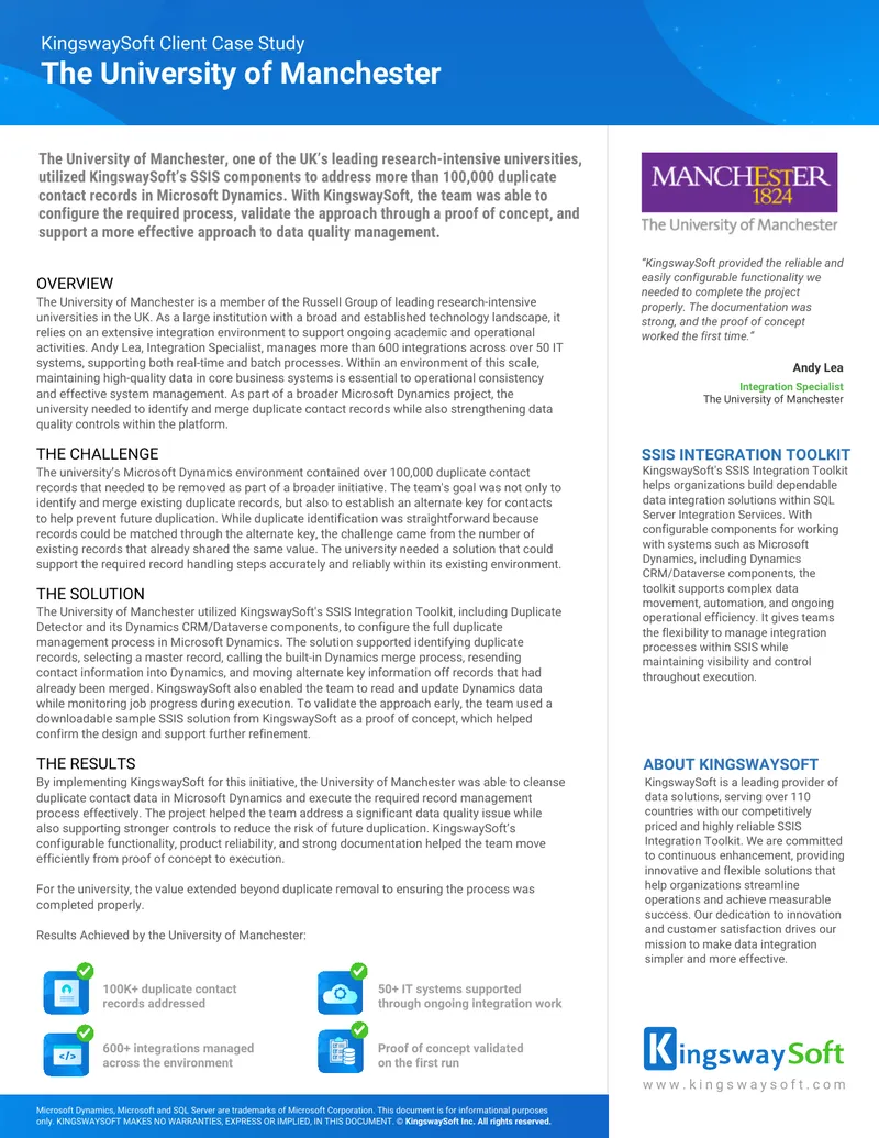 University of Manchester Duplicate Record Management Case Study