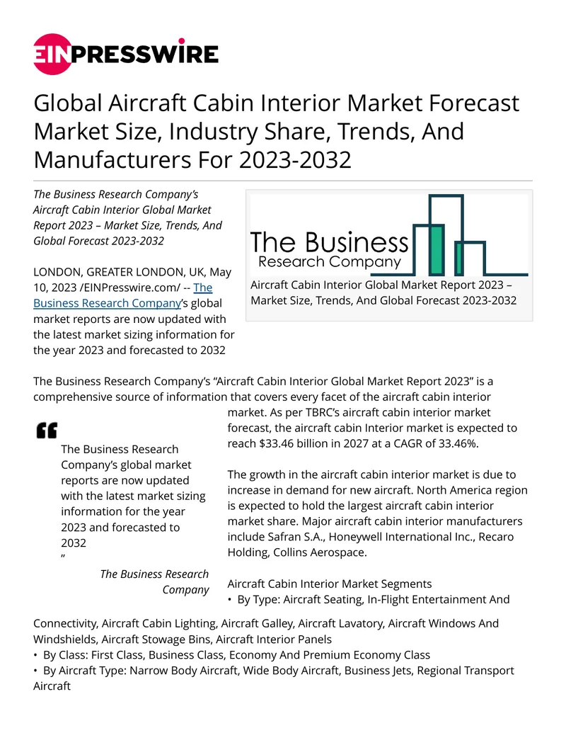 Aircraft Cabin Interior Global Market Report 2023