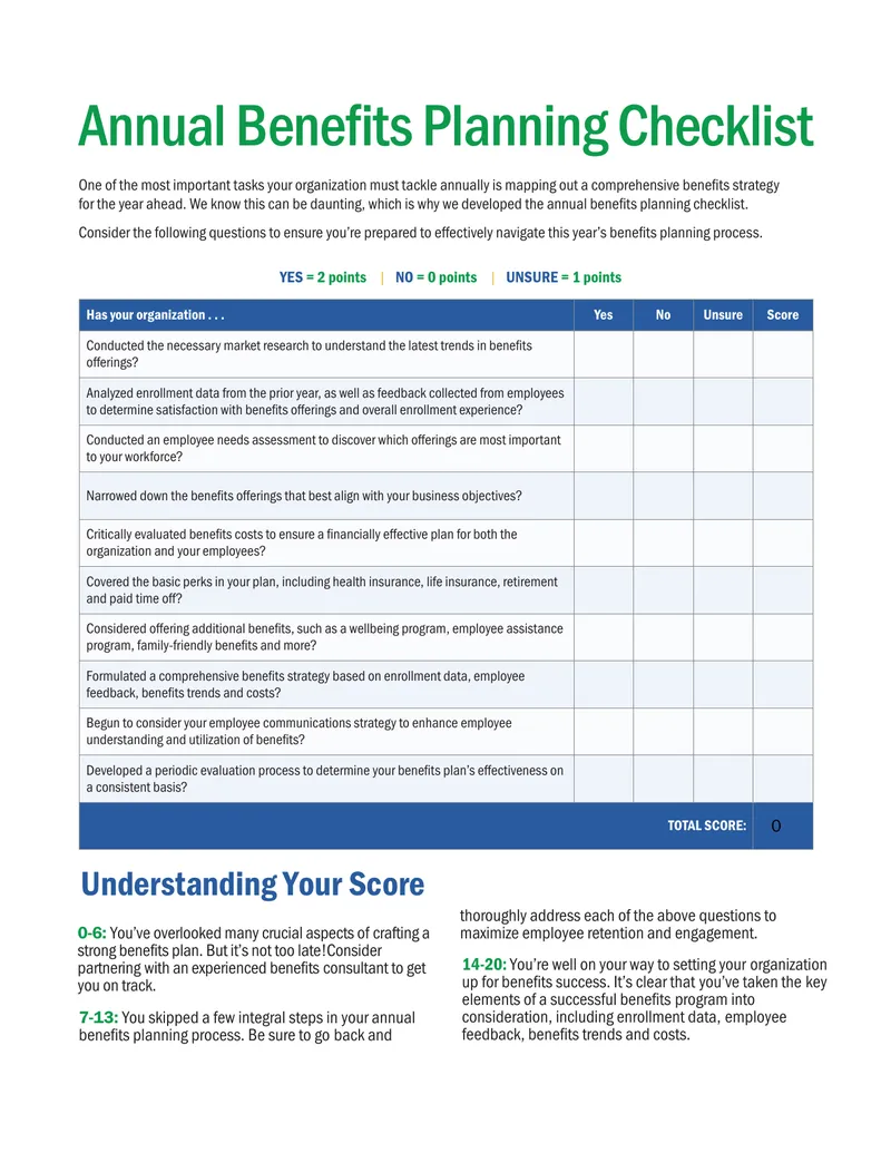 Annual Benefits Planning Checklist Guide