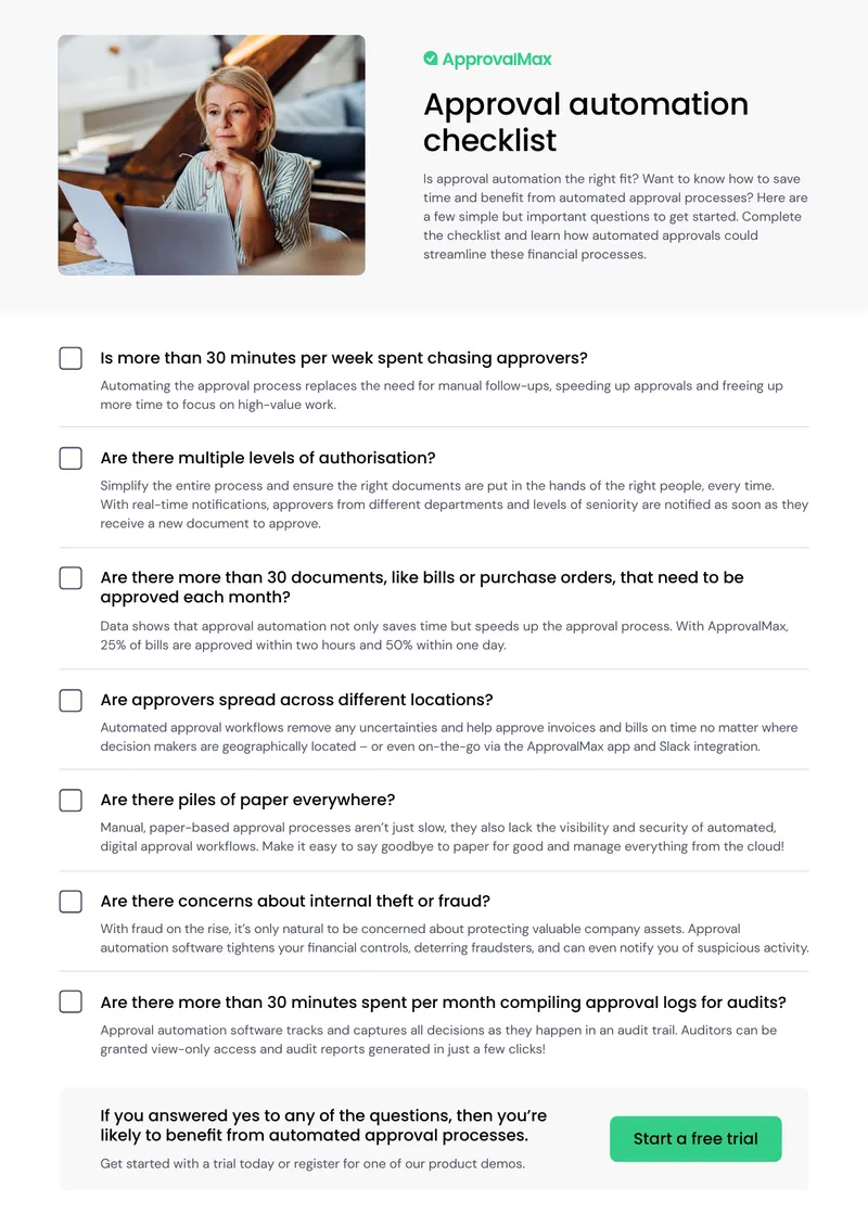 Approval Automation Checklist for Financial Processes