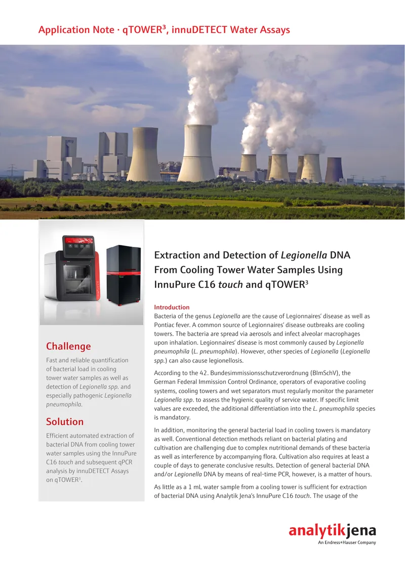Extraction and Detection of Legionella DNA from Cooling Tower Water Samples