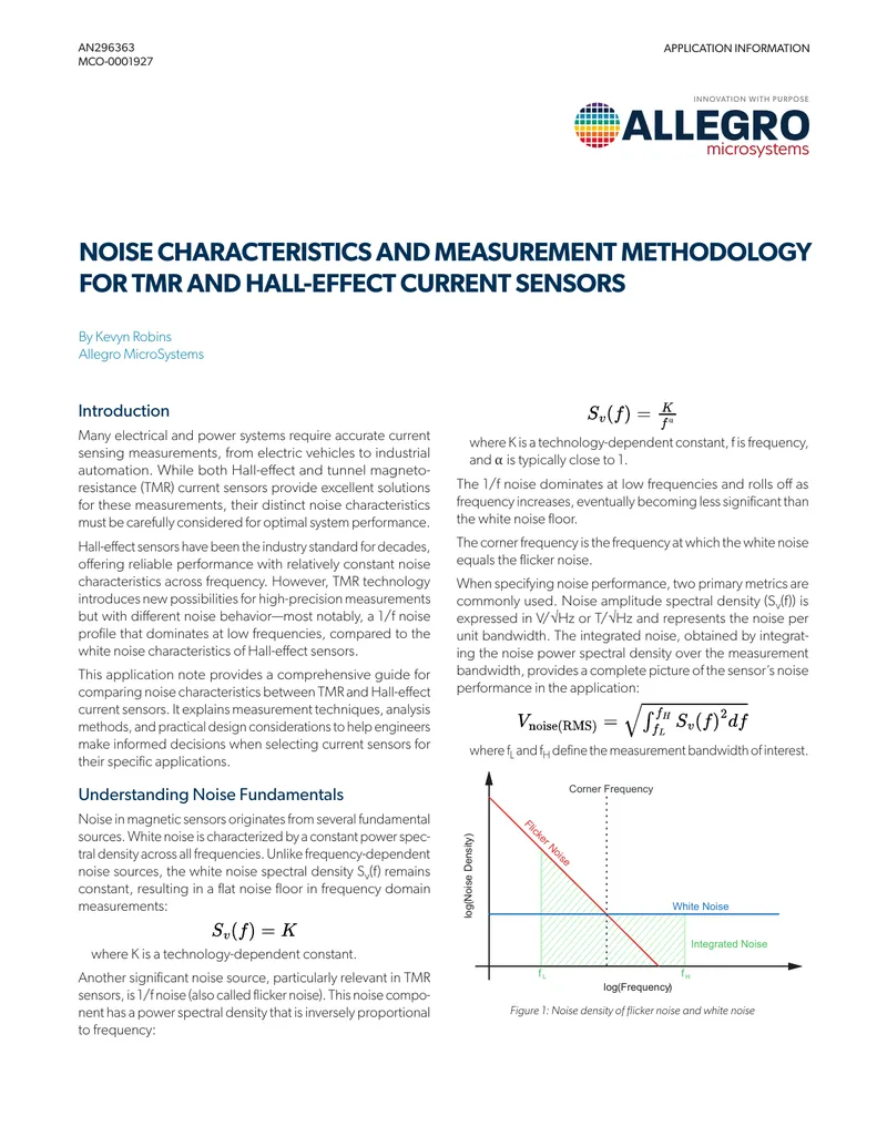 Noise Characteristics and Measurement Methodology for Current Sensors