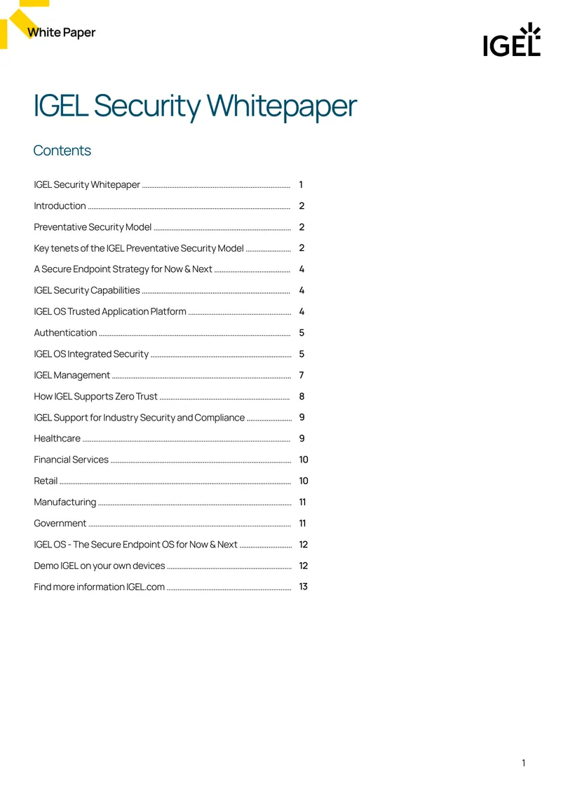 IGEL Security Whitepaper on Preventative Security Model