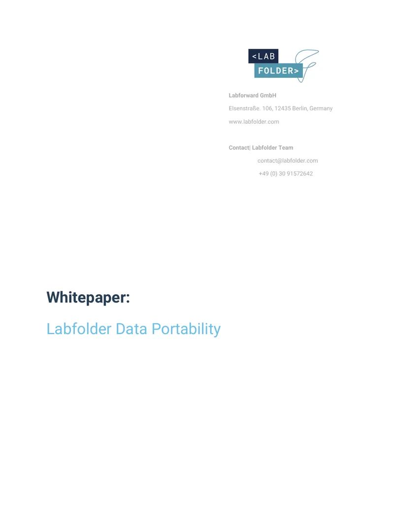 Labfolder Data Portability Whitepaper