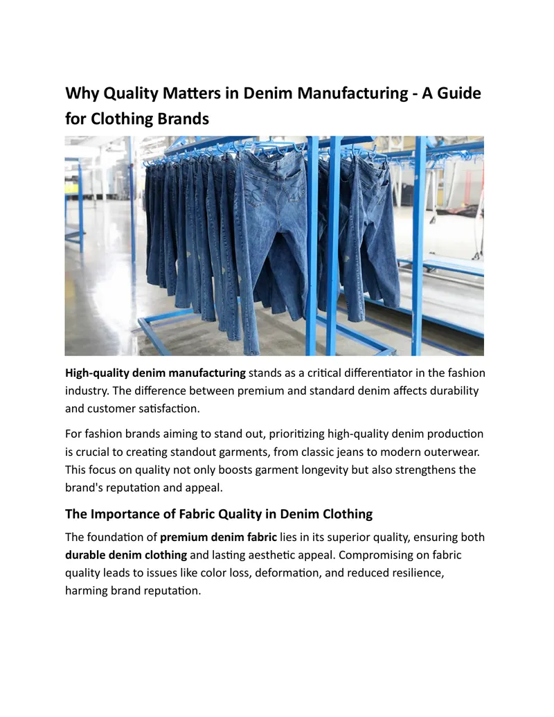 Quality Considerations in Denim Manufacturing