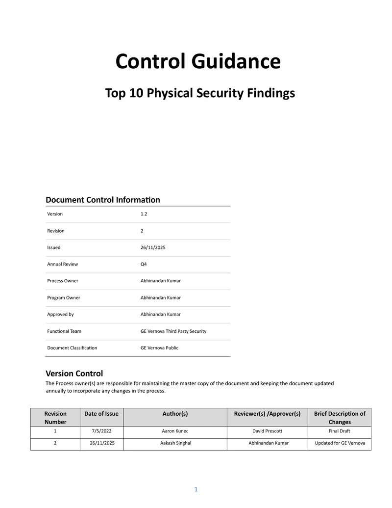 Top 10 Physical Security Findings Document