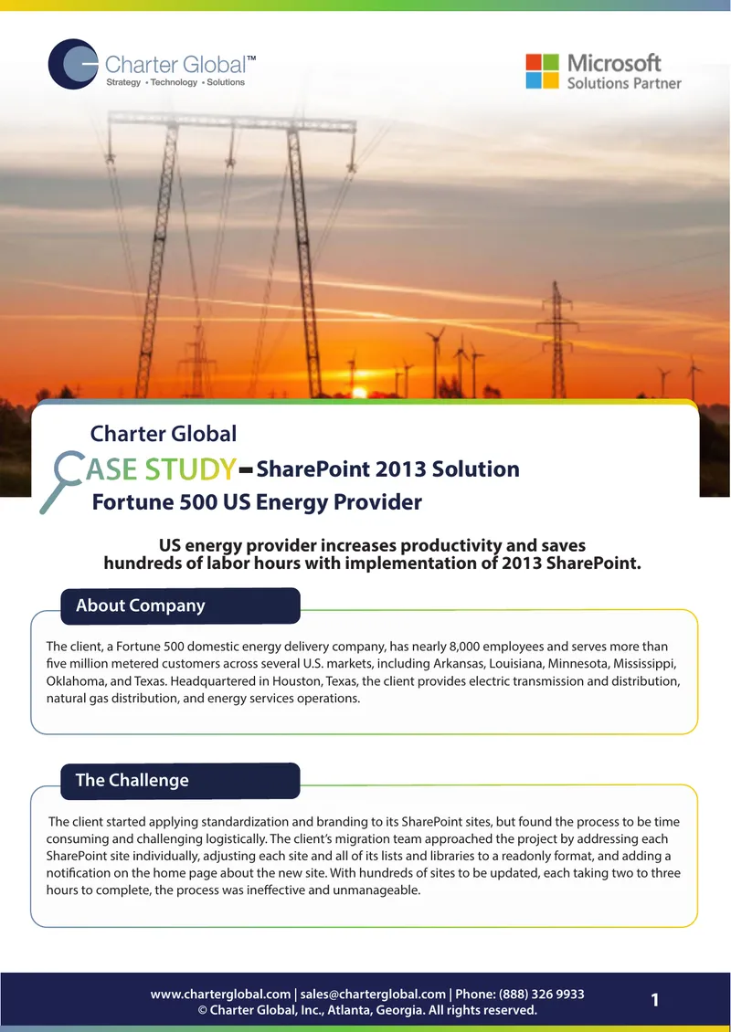SharePoint 2013 Implementation for Energy Provider